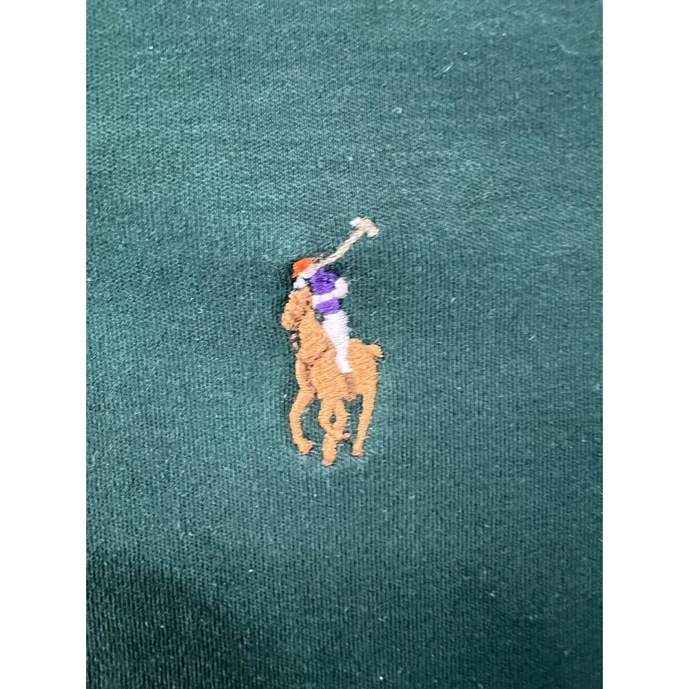 Polo Ralph Lauren Mens Green Pima Soft Touch Long Sleeve Polo Shirt Size L